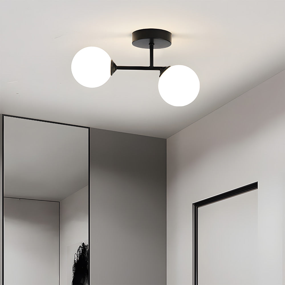 Plafondlamp met 2 Lichtpunten & Glazen Bollen | Ona