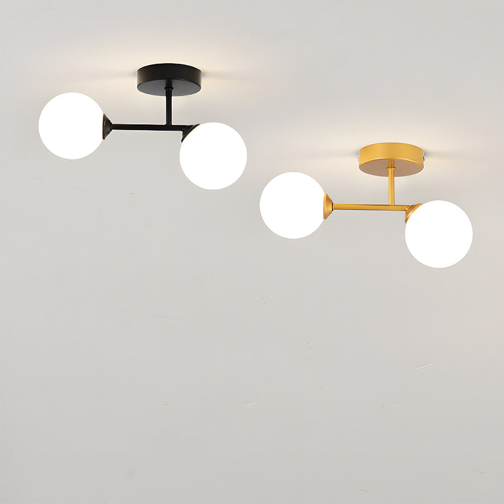 Plafondlamp met 2 Lichtpunten & Glazen Bollen | Ona