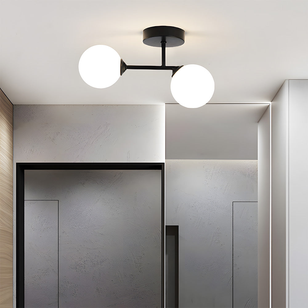 Plafondlamp met 2 Lichtpunten & Glazen Bollen | Ona