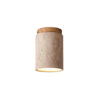 Travertin Plafondlamp – Cilindervorm met Hout | Pietra Calda