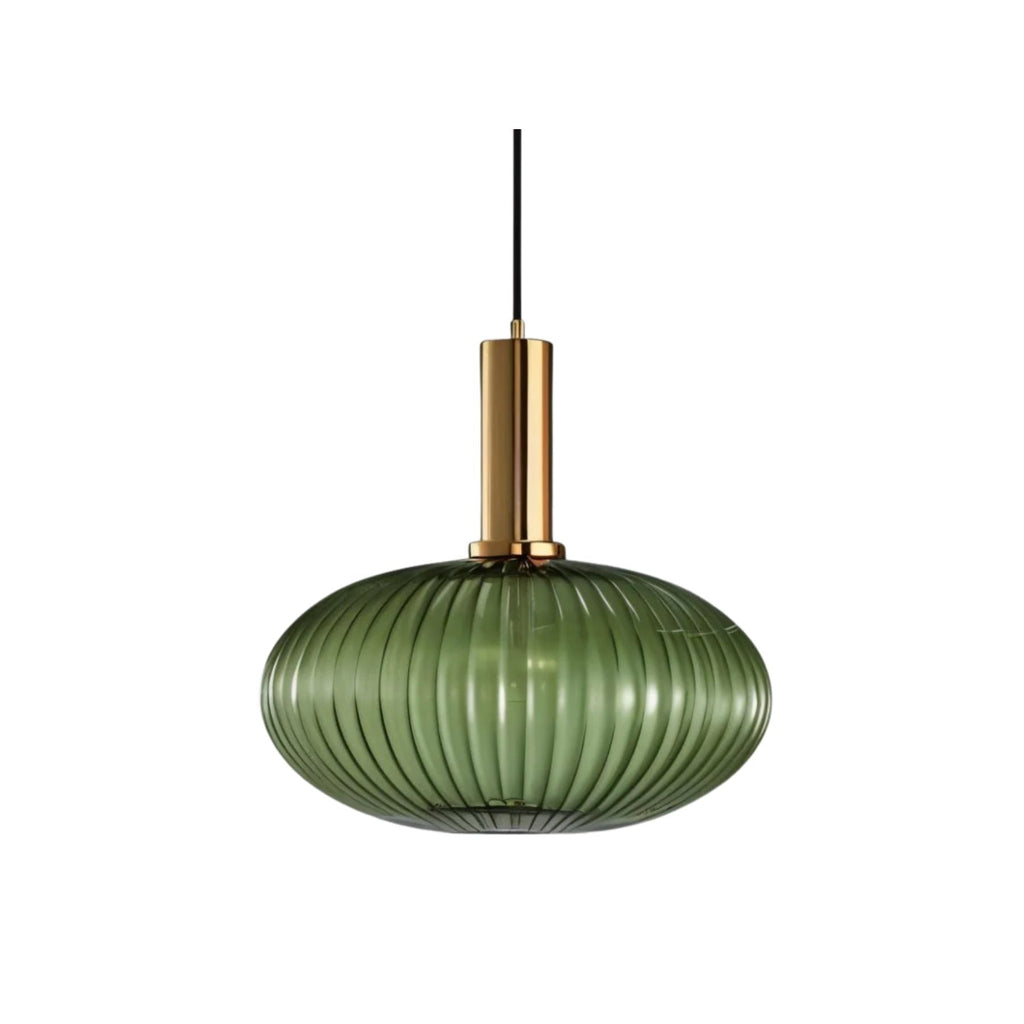 Glazen Hanglamp – Geribbeld Glas – Messing – E27 | LuceVetro