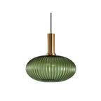 Glazen Hanglamp – Geribbeld Glas – Messing – E27 | LuceVetro