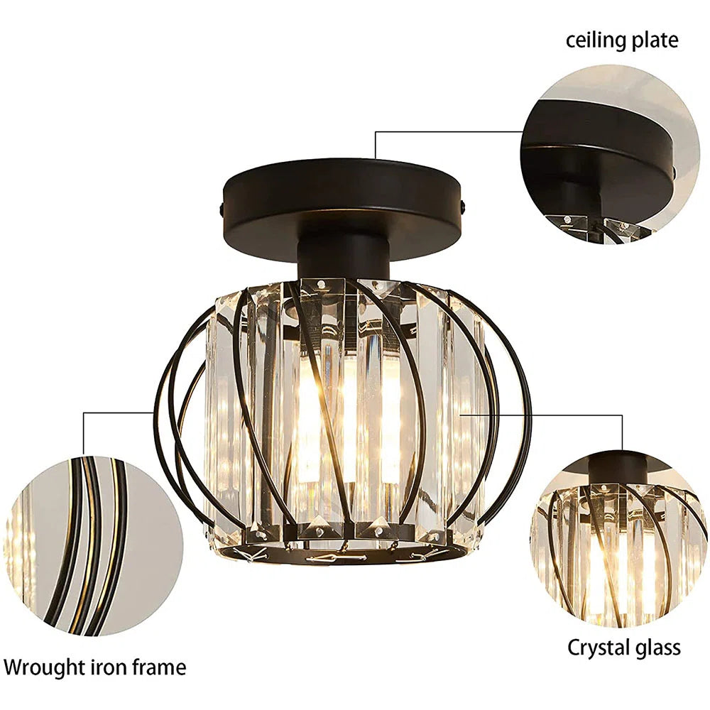 LuceDorata | Plafondlamp met Glas & Metaal – Zwart of Goud – Modern Design