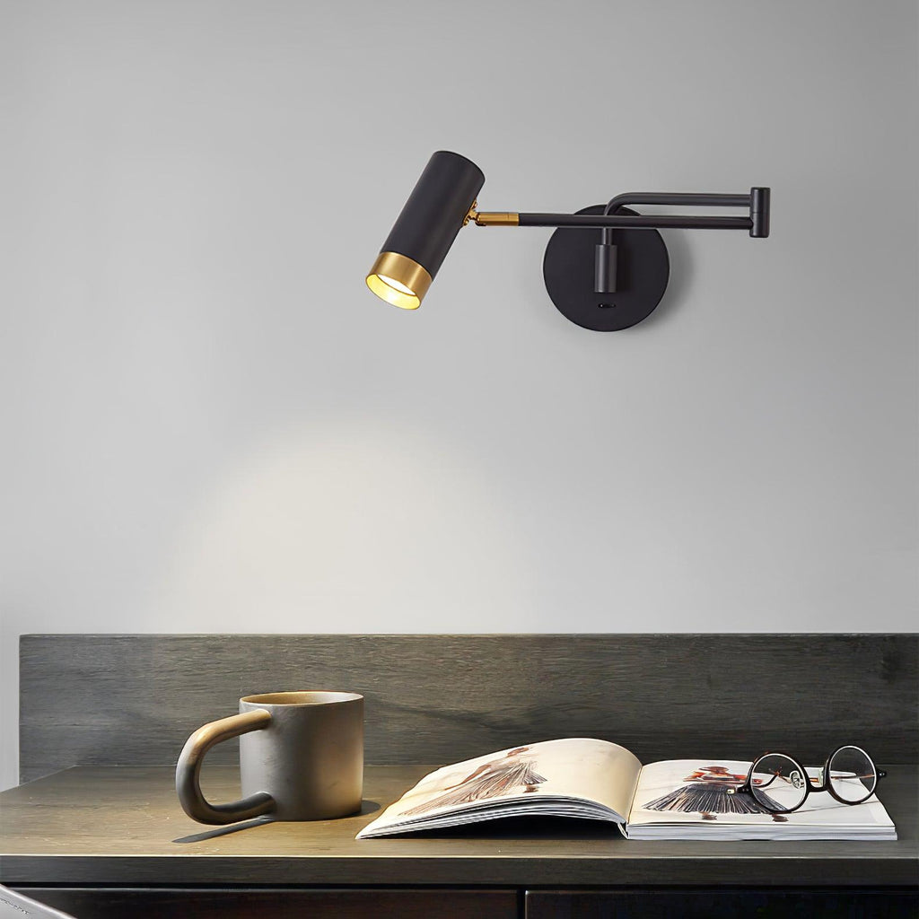 Vittorio | Verstelbare Wandlamp – Metaal met Draaibare Arm – Zwart of Wit met Goud