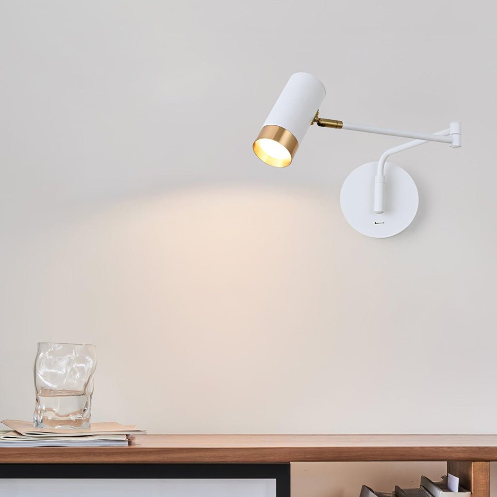 Vittorio | Verstelbare Wandlamp – Metaal met Draaibare Arm – Zwart of Wit met Goud