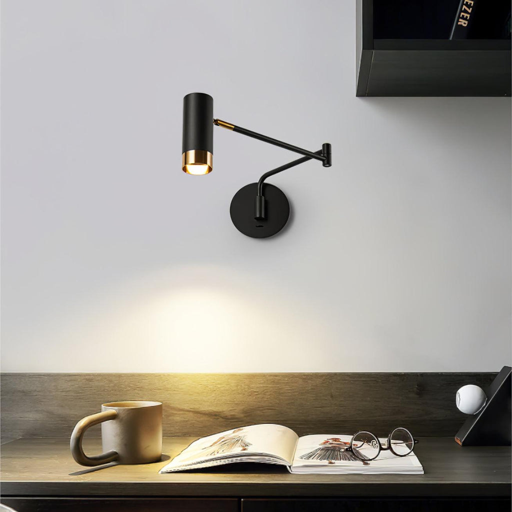 Vittorio | Verstelbare Wandlamp – Metaal met Draaibare Arm – Zwart of Wit met Goud