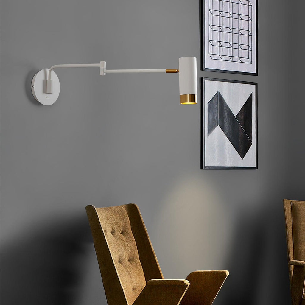 Vittorio | Verstelbare Wandlamp – Metaal met Draaibare Arm – Zwart of Wit met Goud