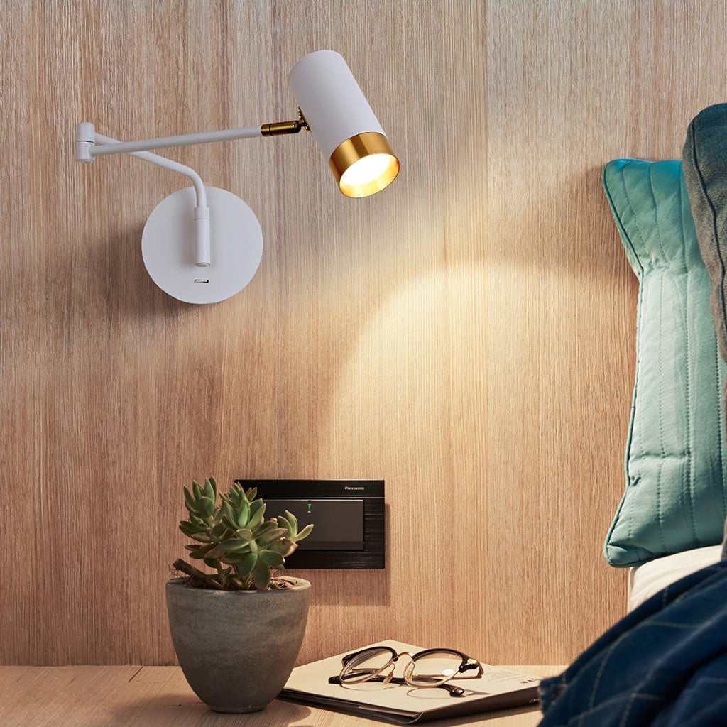 Vittorio | Verstelbare Wandlamp – Metaal met Draaibare Arm – Zwart of Wit met Goud