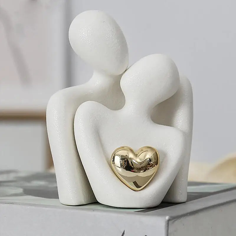 Amore | Minimalistisch Keramiek Beeld met Gouden Hart