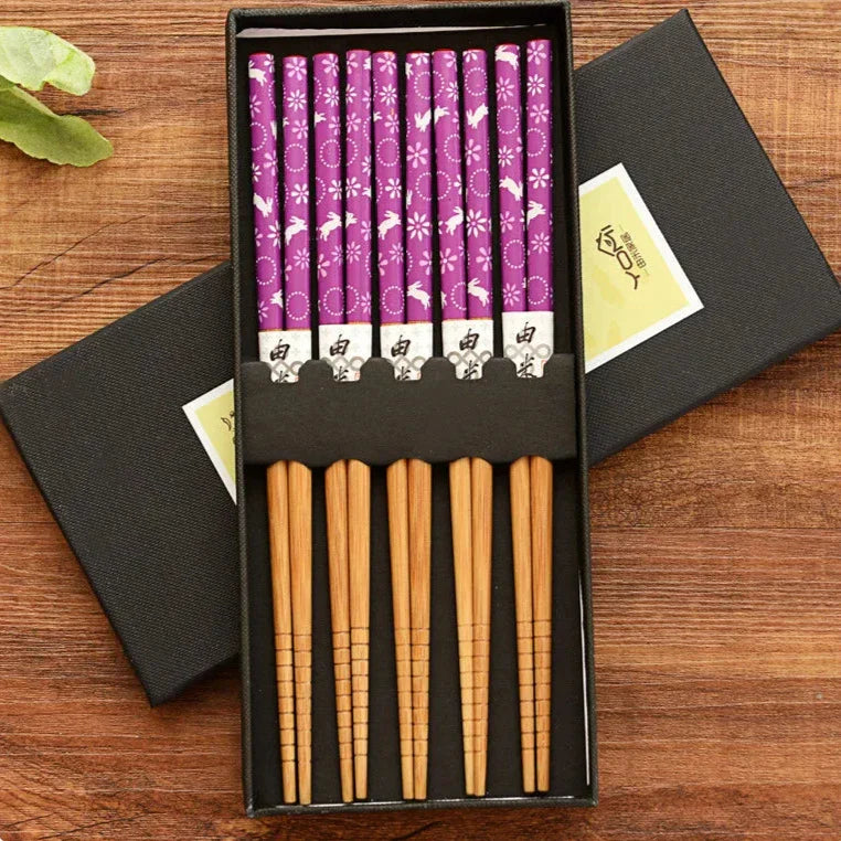 Irodori | Luxe 5-delige Bamboe Eetstokjes Set