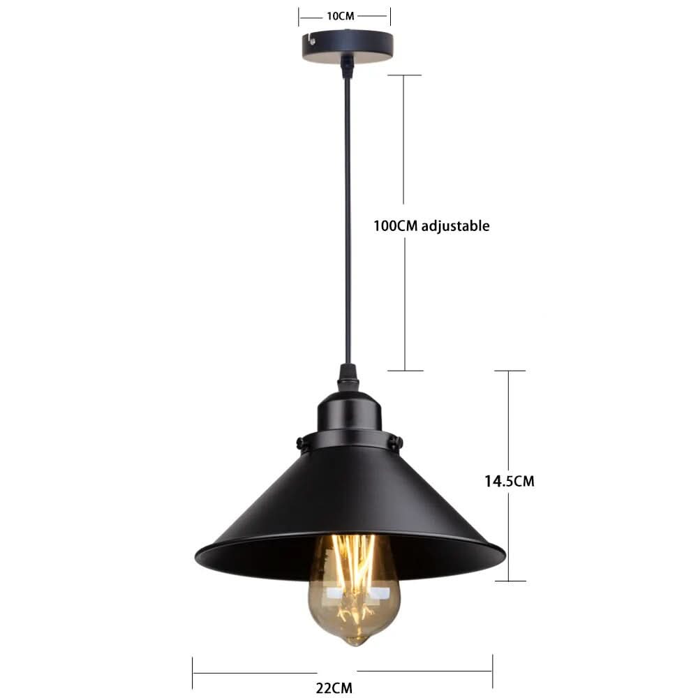 Fabbrica Nero | Vintage Hanglamp – Industrieel Metaal – Verstelbaar Snoer – E27 Fitting
