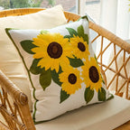 Girasole | Sierkussen met Zonnebloem Borduurwerk – Warm & Decoratief – 45x45 cm