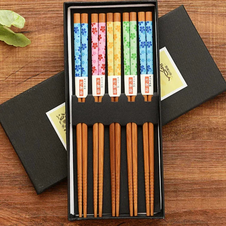 Irodori | Luxe 5-delige Bamboe Eetstokjes Set