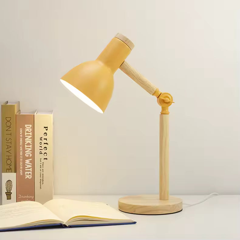 Verstelbare E27 Tafellamp met Houten Details | Noryn