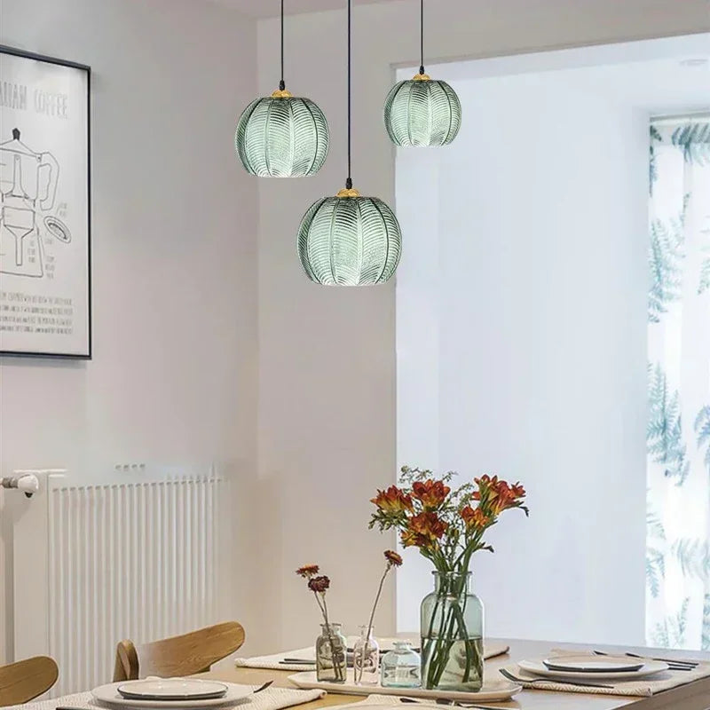 Verdelia | Scandinavische Glazen Hanglamp met Bladstructuur