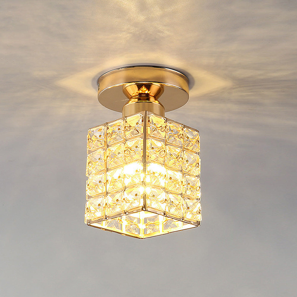 Kristallen Plafondlamp – E27 – Goud & Glas | Elara