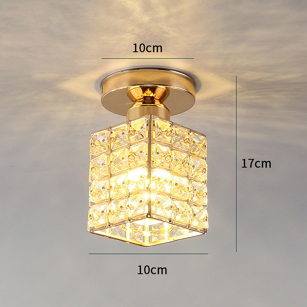 Kristallen Plafondlamp – E27 – Goud & Glas | Elara