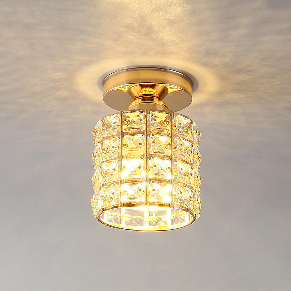 Kristallen Plafondlamp – E27 – Goud & Glas | Elara