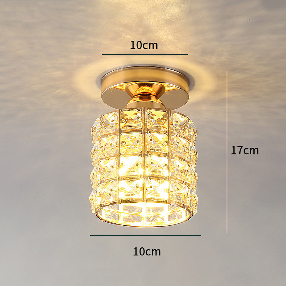 Kristallen Plafondlamp – E27 – Goud & Glas | Elara