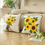 Girasole | Sierkussen met Zonnebloem Borduurwerk – Warm & Decoratief – 45x45 cm
