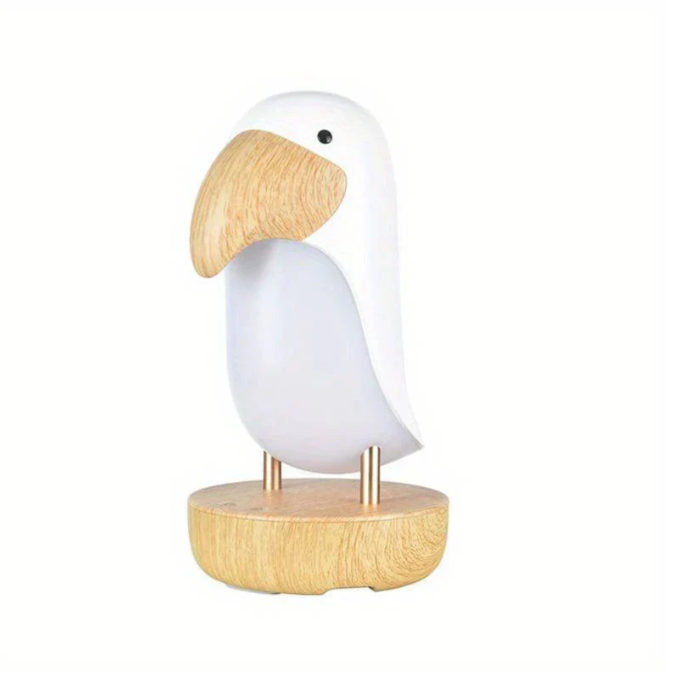 SovaNest | Oplaadbaar LED-Nachtlampje – Vogelontwerp – Natuurlijk Hout – Warmwit Licht