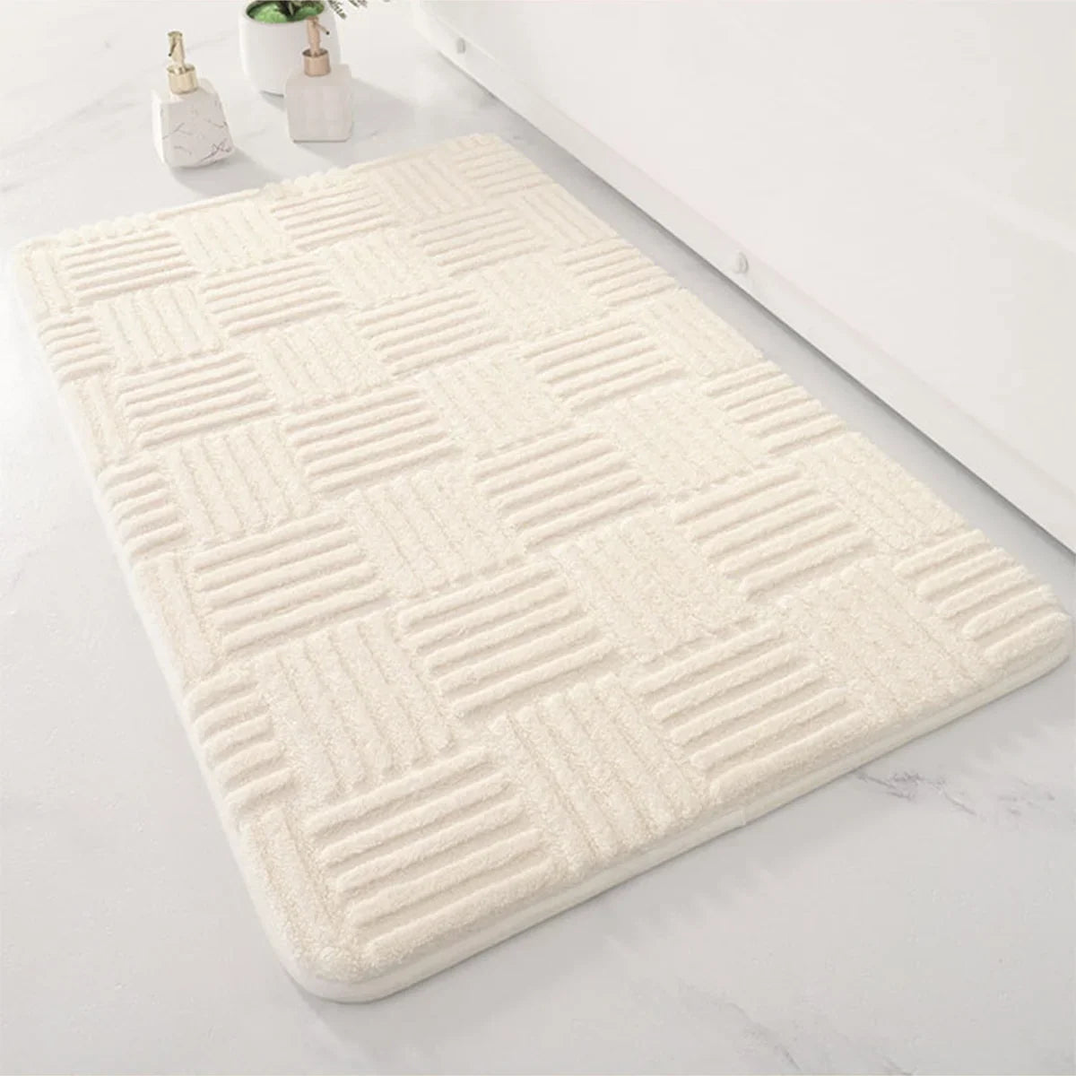 Tessora | Dikke Gestreepte Antislip Badmat