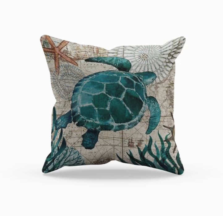 Marina | Luxe Sierkussen met Zeeleven Motief – Maritieme Stijl – Zachte & Duurzame – 45x45