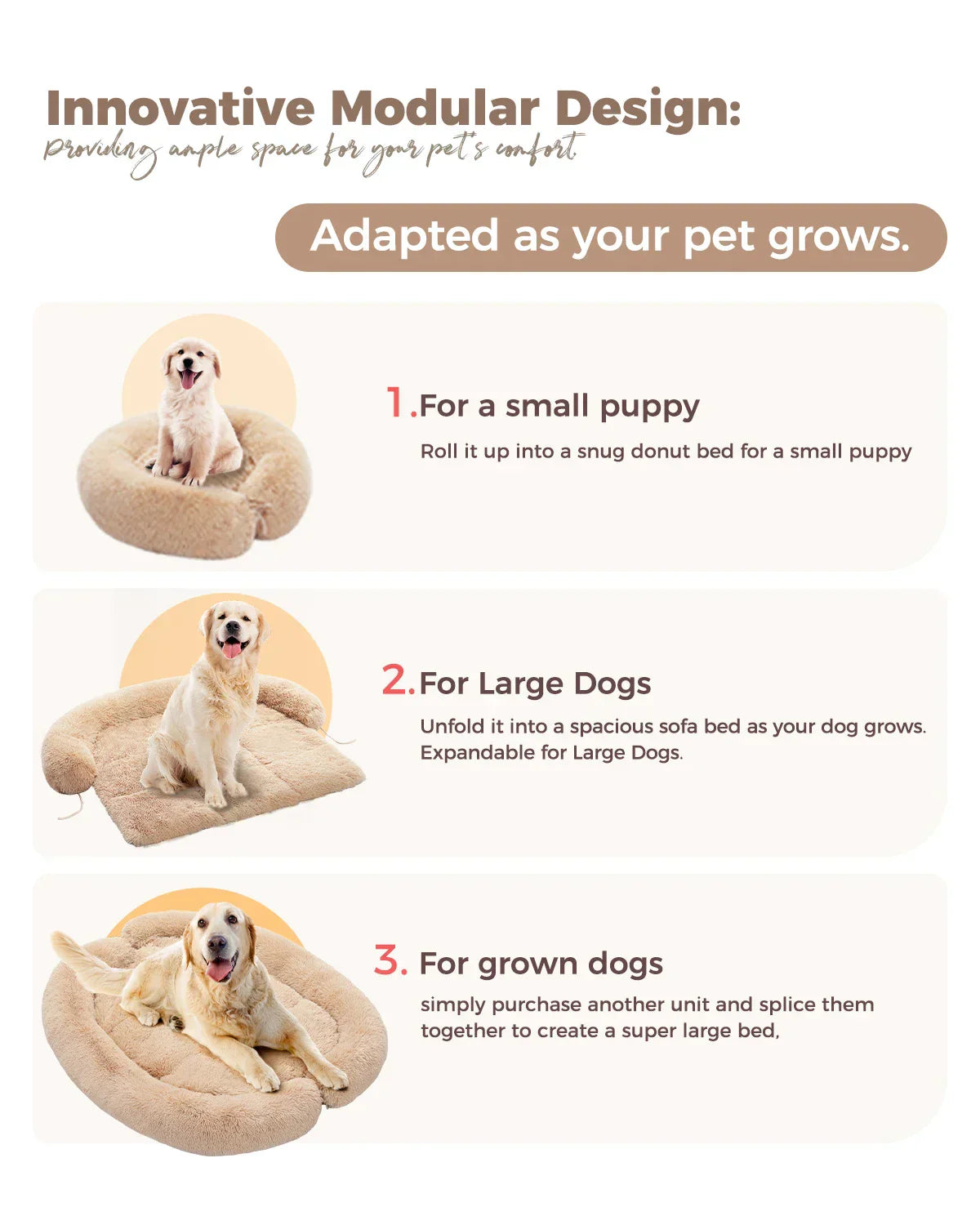 Adatto | Modulair Anti-Stress Hondenkussen – Meegroeiend Design & Bankbeschermer – Wasbaar & Antislip