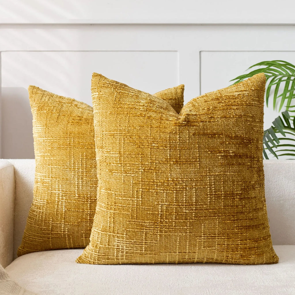 Renlo | Chenille Sierkussenhoes met Bamboe Structuur