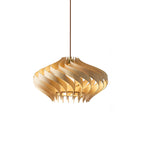 Syvara | Sculpturale Houten Hanglamp met Dynamische Spiraal