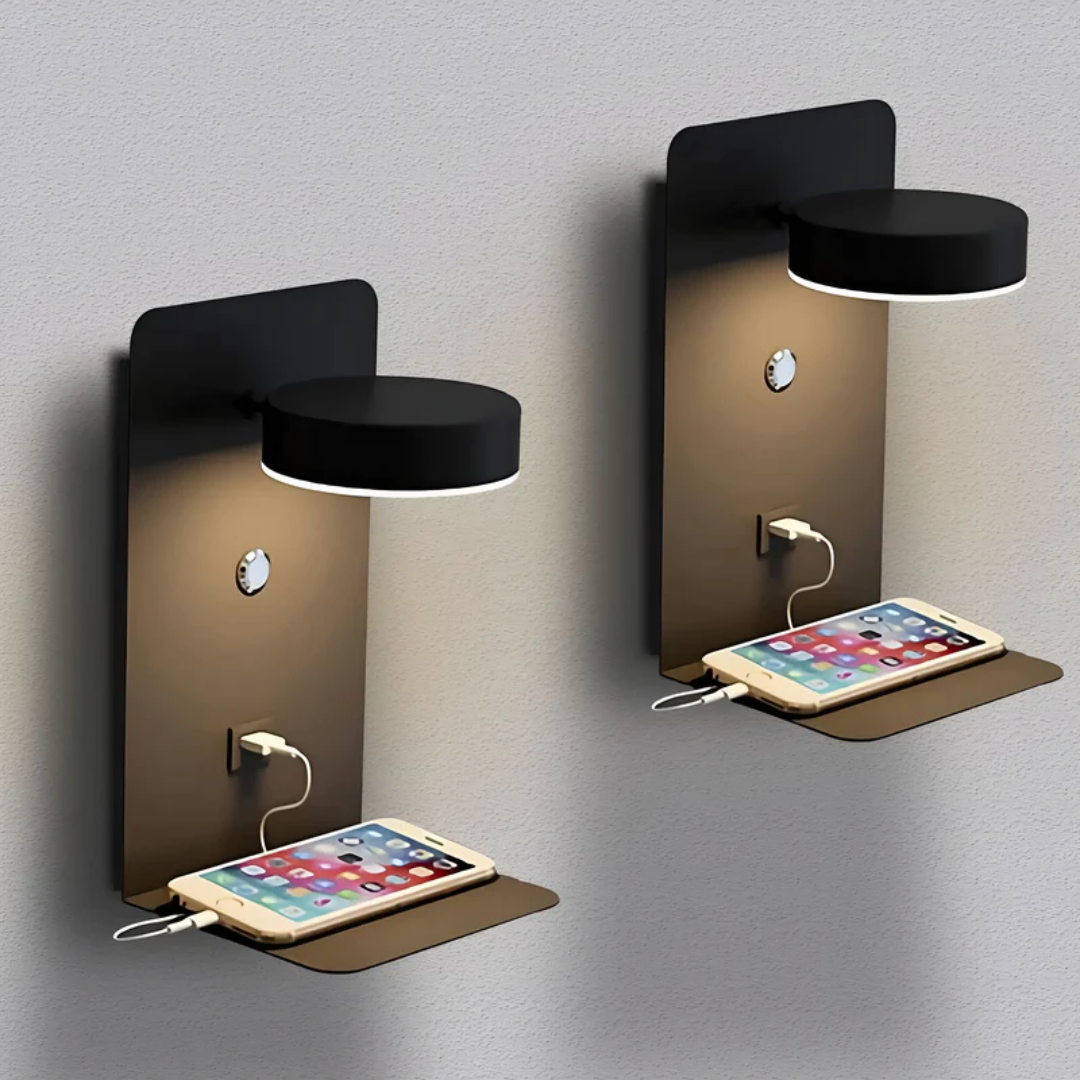 FlowDock | Minimalistische LED Wandlamp – Geïntegreerde USB Poort – Modern Design