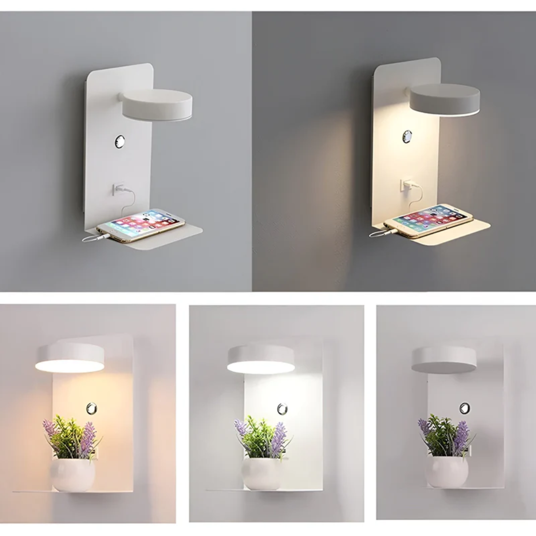 FlowDock | Minimalistische LED Wandlamp – Geïntegreerde USB Poort – Modern Design
