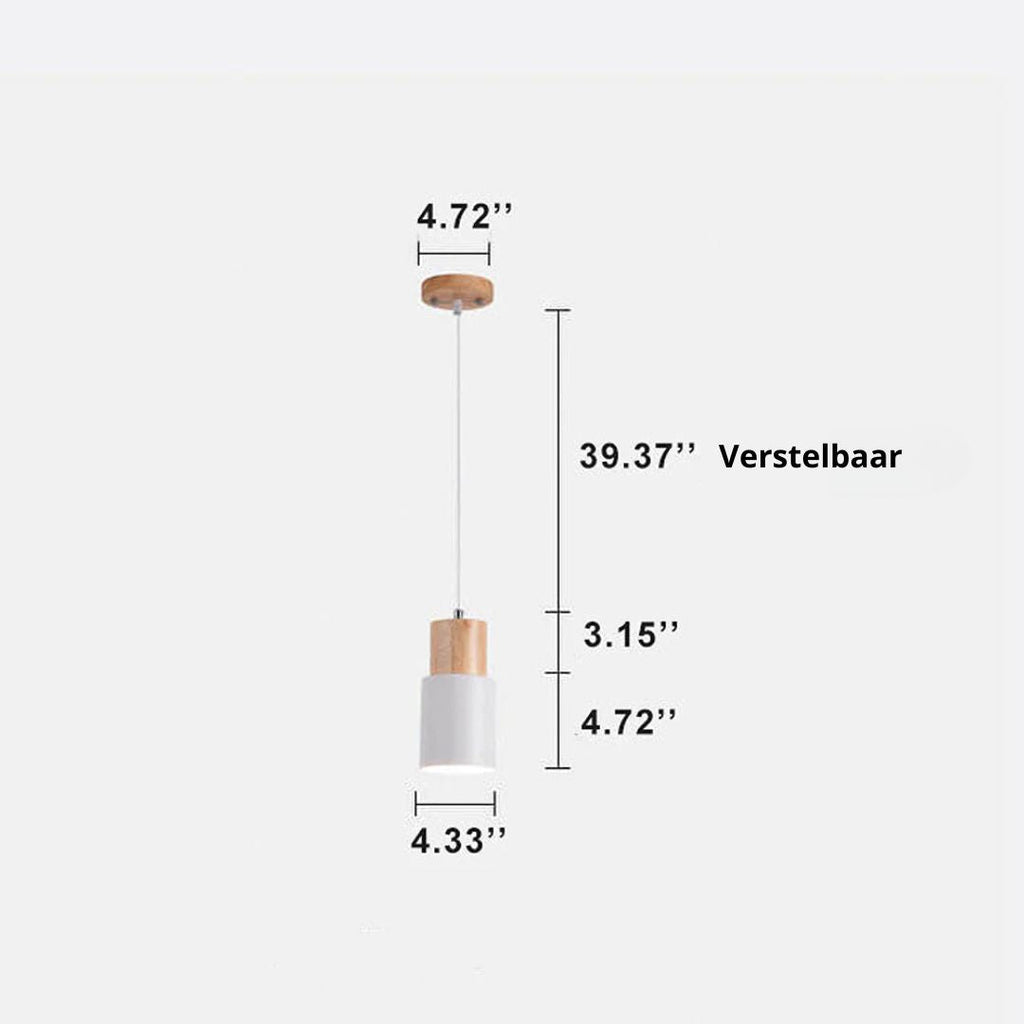 Otis | Cilinder Hanglamp – Metaal & Hout – Modern Design