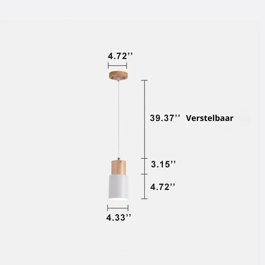 Otis | Cilinder Hanglamp – Metaal & Hout – Modern Design