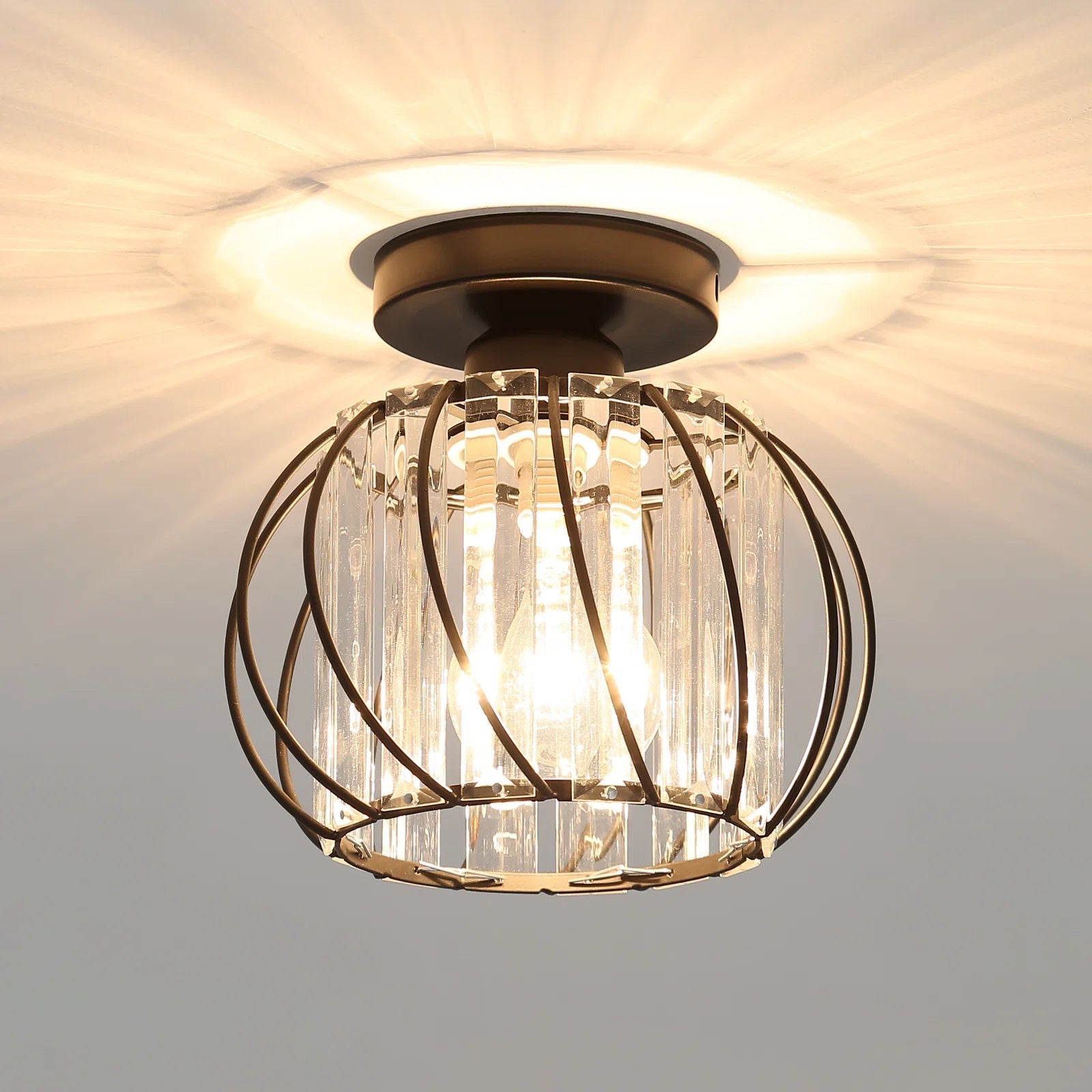 LuceDorata | Plafondlamp met Glas & Metaal – Zwart of Goud – Modern Design