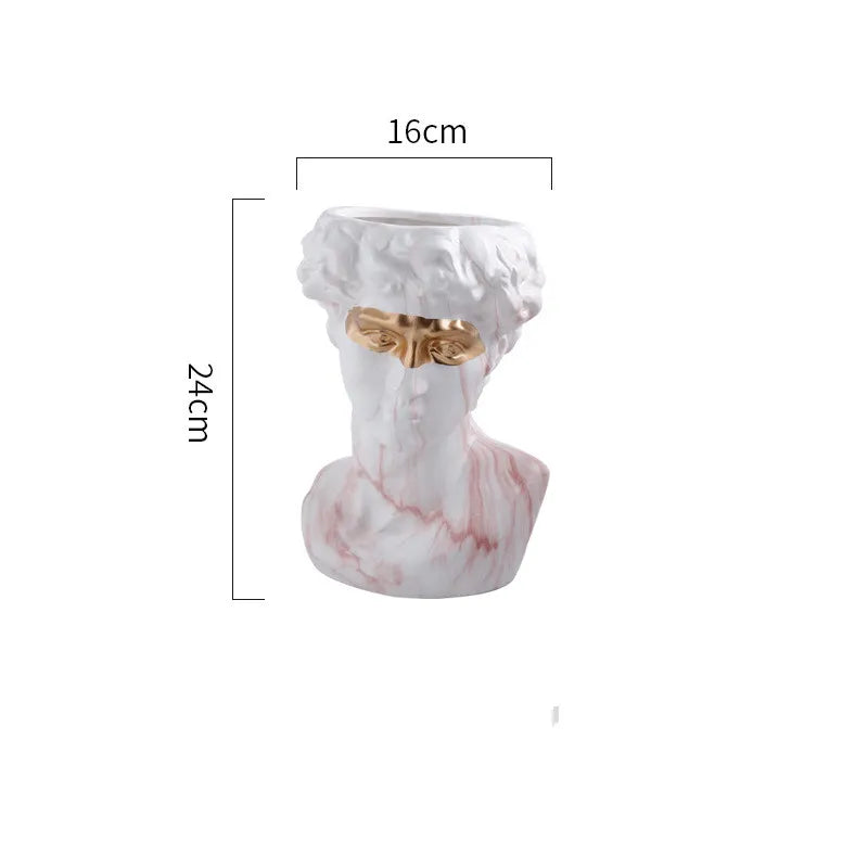 Rinascimento | Artistieke David Buste Vaas – Handbeschilderd Design – 24 cm