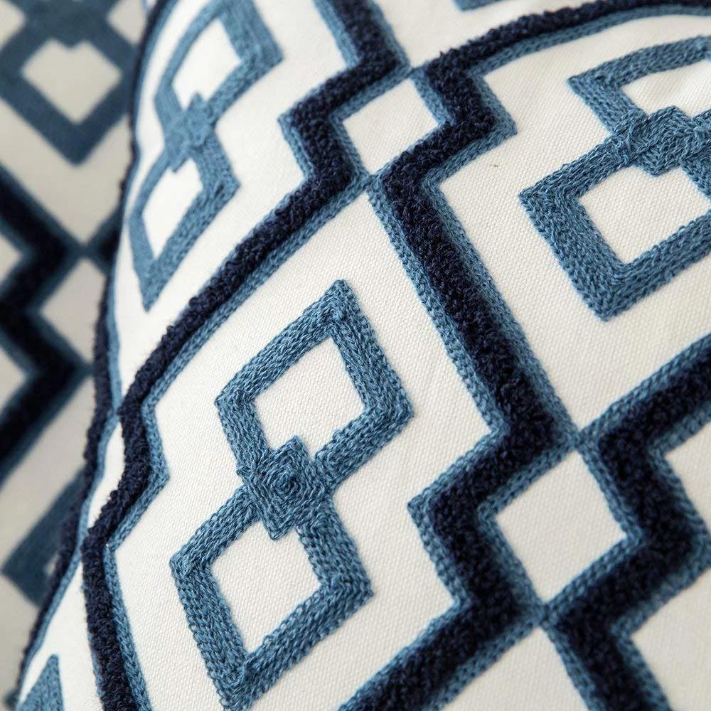Zaffiro | Blauw Geborduurd Sierkussen – Zachte Stof – 45x45 cm