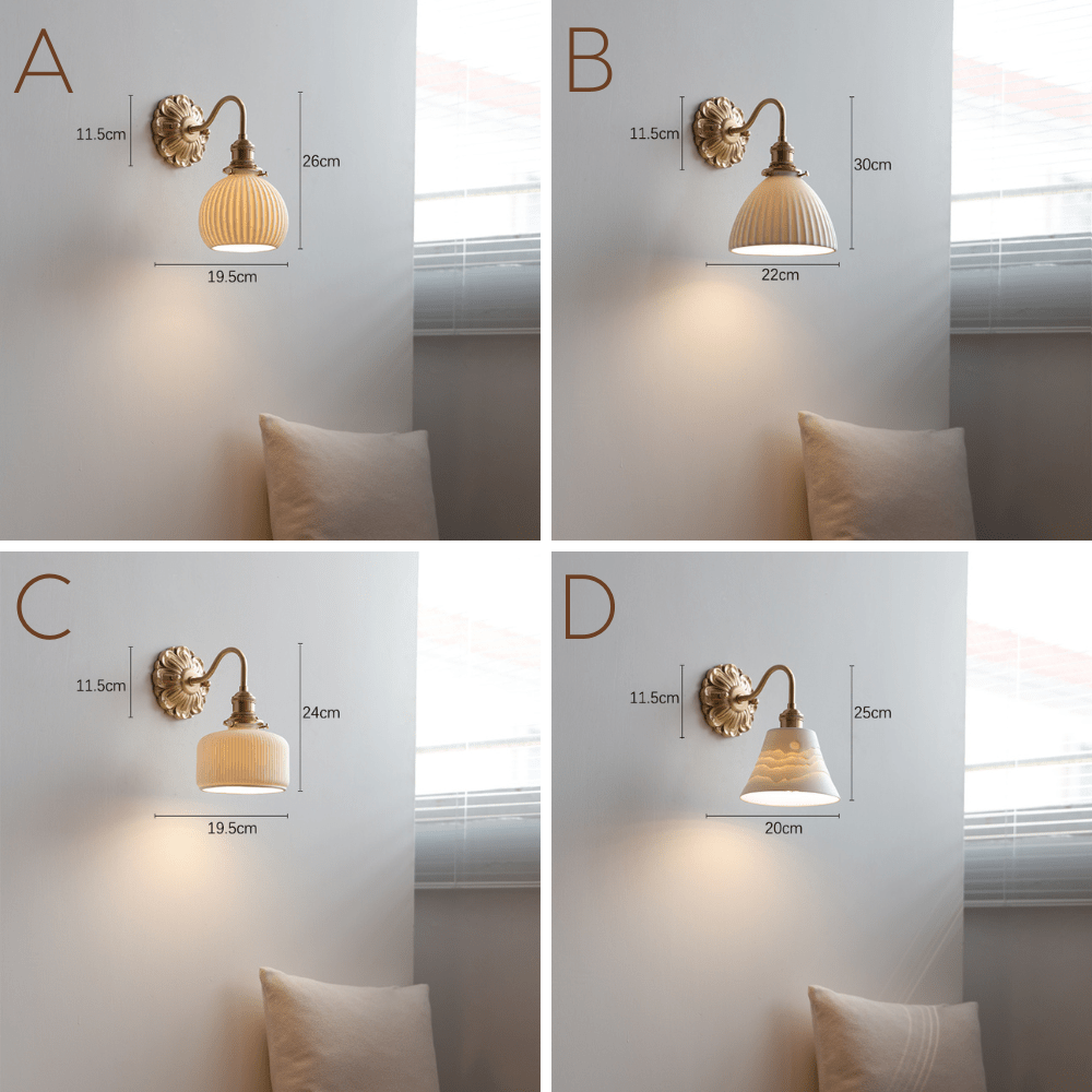 Vittoria | Vintage Keramische Wandlamp – Antiek Messing – Handgemaakt Karakter