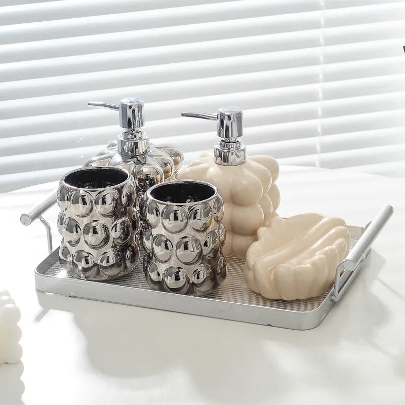 Soapie | Luxe Keramische Zeepdispenser – Modern Bubbeldesign