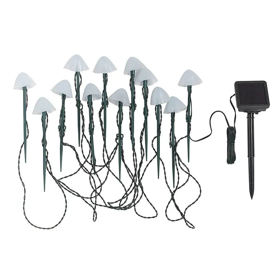 ForestGlow | 12-delige Solar Tuinverlichting – Paddenstoelvorm – Warmwit LED – IP65 Waterdicht