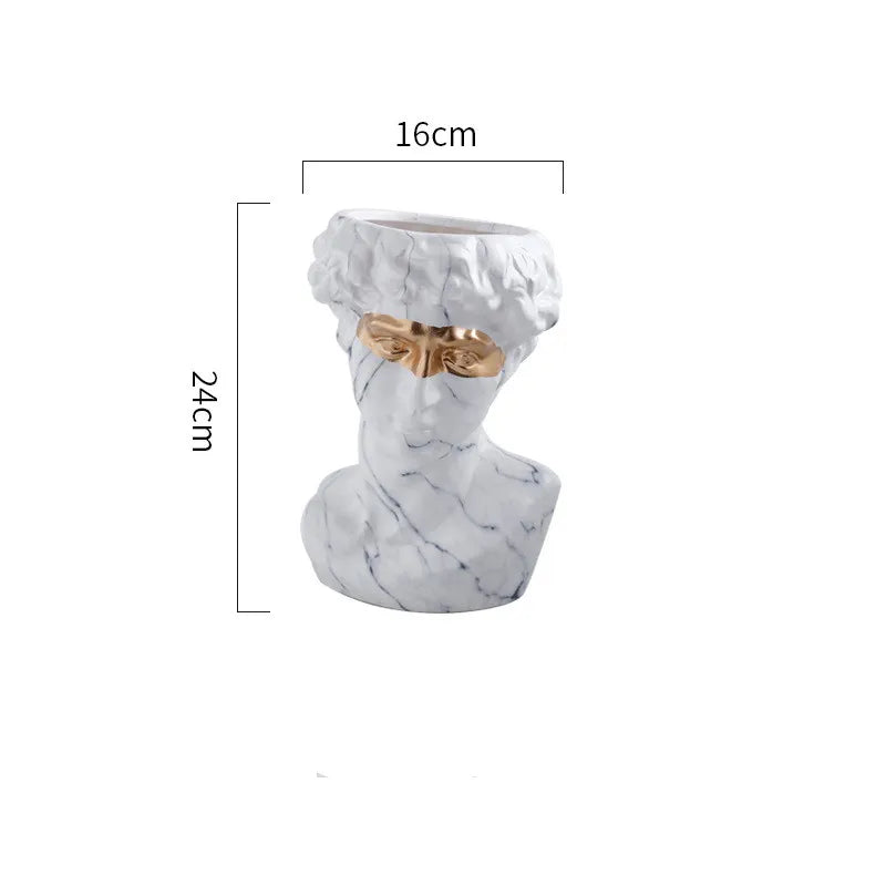 Rinascimento | Artistieke David Buste Vaas – Handbeschilderd Design – 24 cm