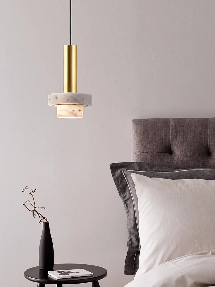 Pillar Marmo | Elegante Marmeren Hanglamp – Natuursteen & Goud – Minimalistisch