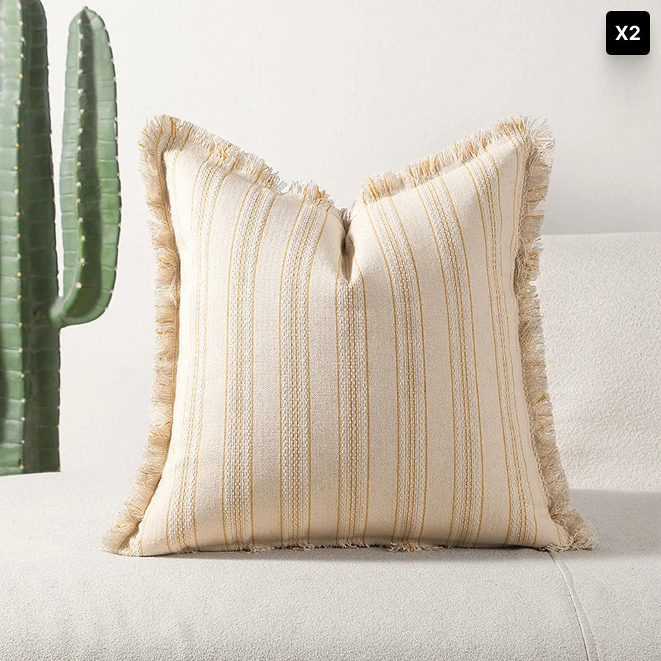Fascia | Elegant Jacquard Kussenhoes met Franje • (x1/x2/x4/x6)