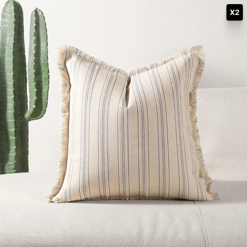 Fascia | Elegant Jacquard Kussenhoes met Franje • (x1/x2/x4/x6)