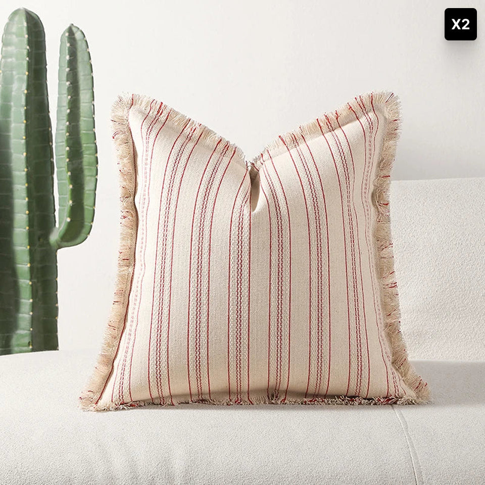 Fascia | Elegant Jacquard Kussenhoes met Franje • (x1/x2/x4/x6)