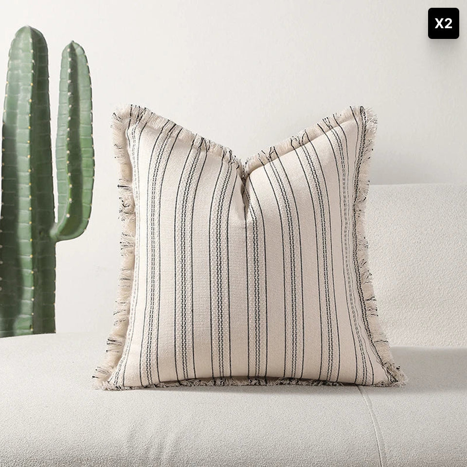 Fascia | Elegant Jacquard Kussenhoes met Franje • (x1/x2/x4/x6)