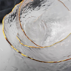 FrostGlaze | Luxe Glazen Serveerschalen – Goudingelegde Rand – Noors Design