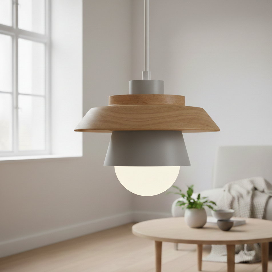 Nordic Dolci | Scandinavische LED Hanglamp – Pastel Design – Hout & Metaal