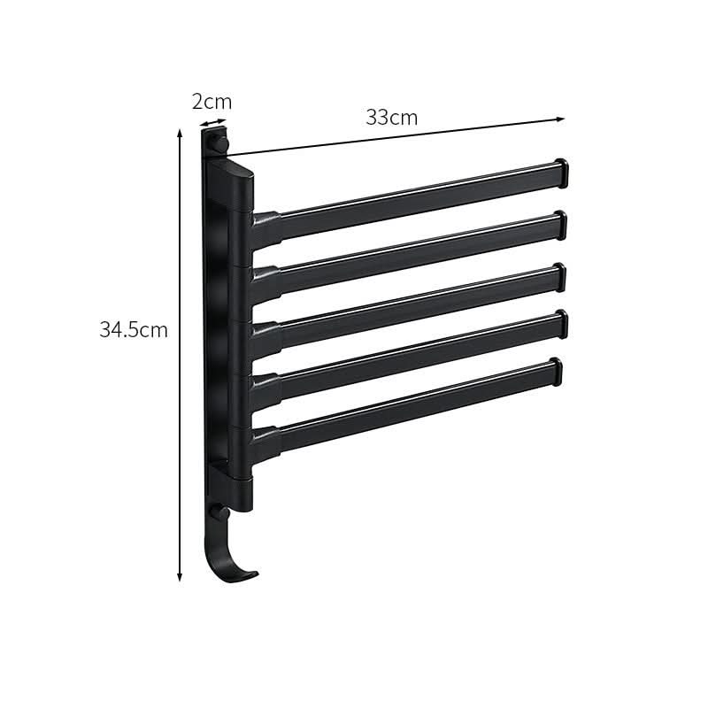 Braccio Nero | Moderne Handdoekhouder – 5 Draaibare Armen