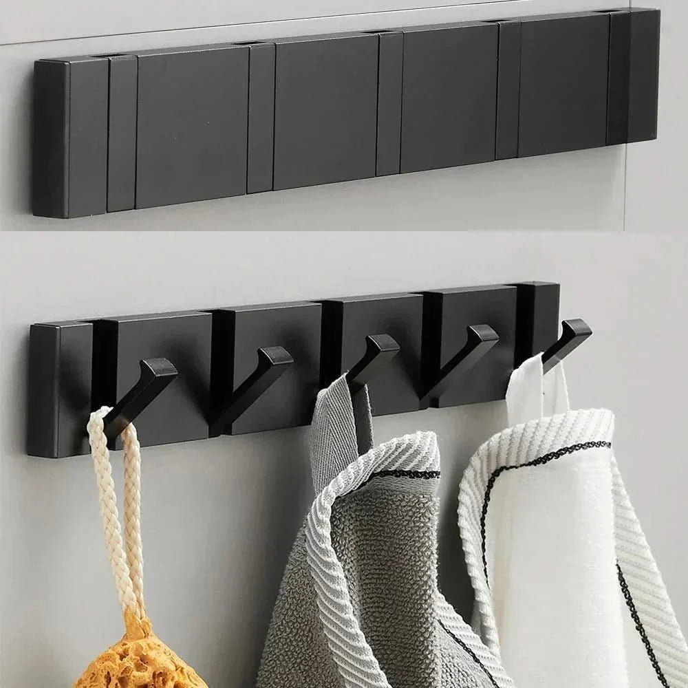 Gancio Fold | Luxe Inklapbare Wandhaken – Ruimtebesparend Aluminium – Zwart & Goud